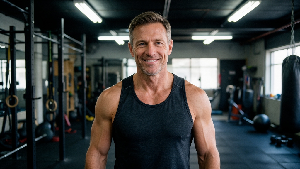 Mikael Lindqvist, 47-vuotias personal trainer kuntosalilla